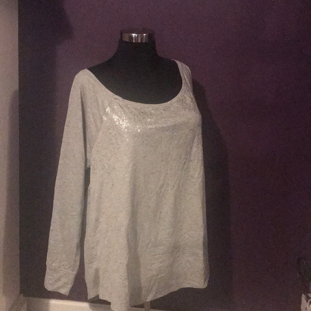 Torrid size 2 grey and silver off shoulder sweater